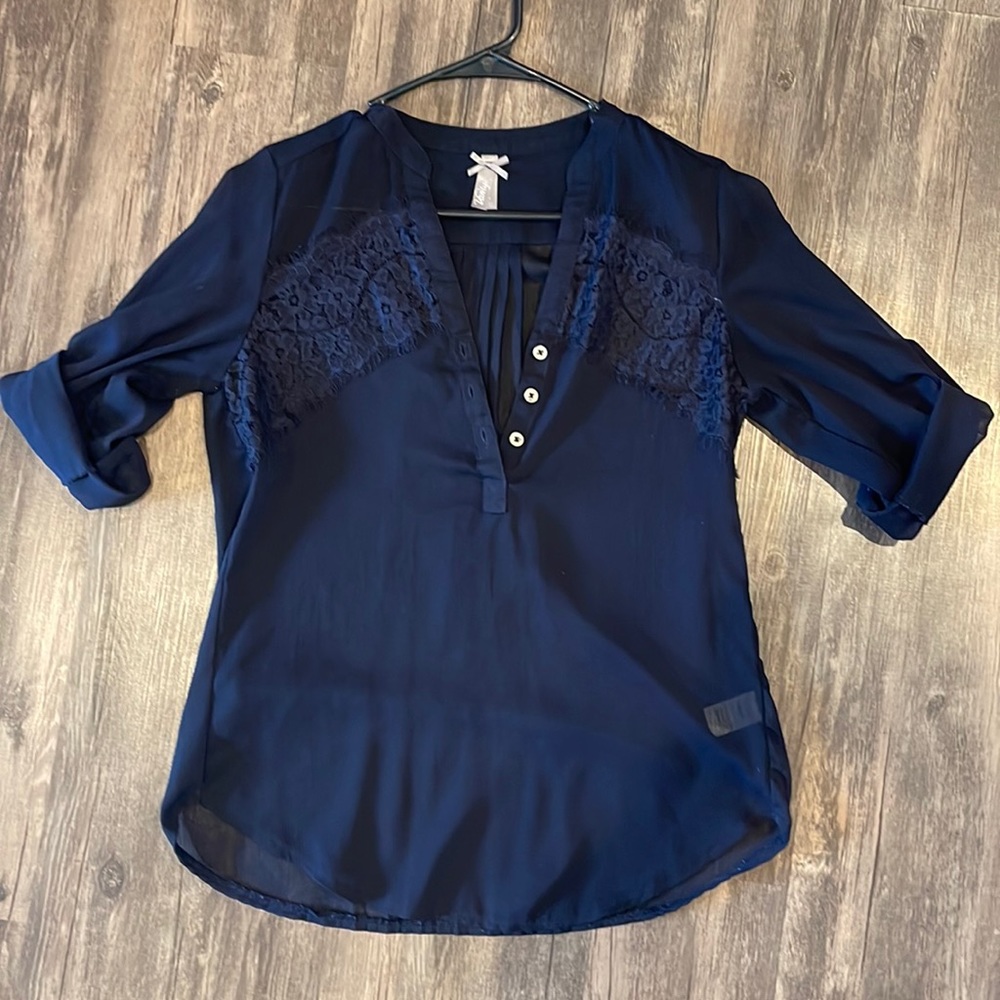 Sheer quarter button blouse
